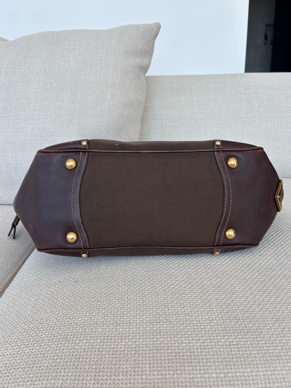 Prada Dark Brown Canvas Jacquard Tote Bag - Picture 3 of 14